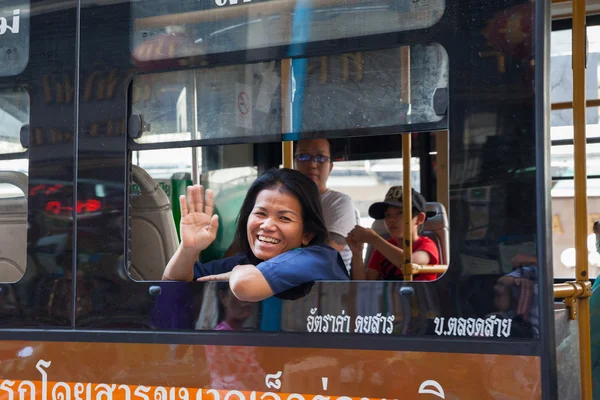 Passengers riding the bus