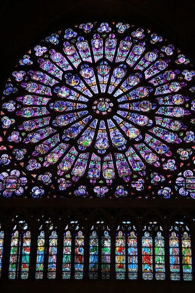 PARIS, FRANCE - DECEMBER 17, 2011: Rose window in Notre-Dame de Paris