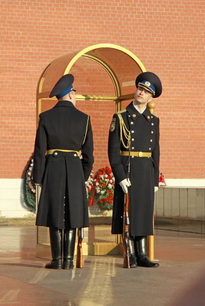 MOSCOW, RUSSIA - APRIL 23, 2011: Change of the Guard of Honor at the tomb of the Unknown Soldier at the wall of Kremlin
