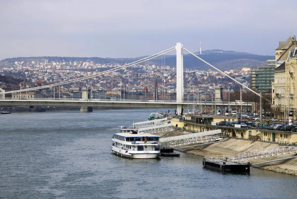 Elisabeth Bridge  across the River Danube in Budapest, Hungary. February 2012