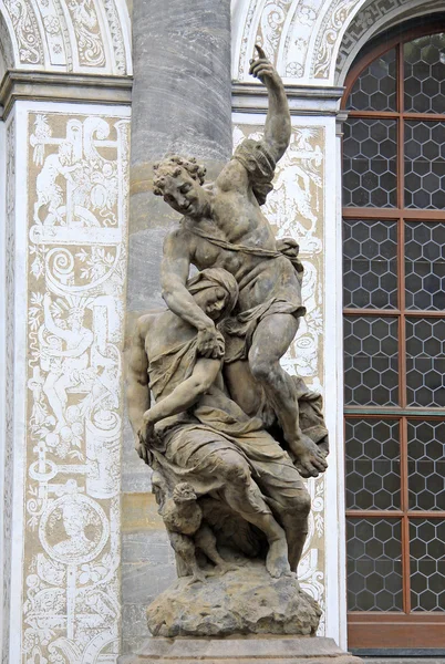 PRAGUE, CZECH REPUBLIC - APRIL 29, 2013: Statue at Ball Game Hall in Royal garden