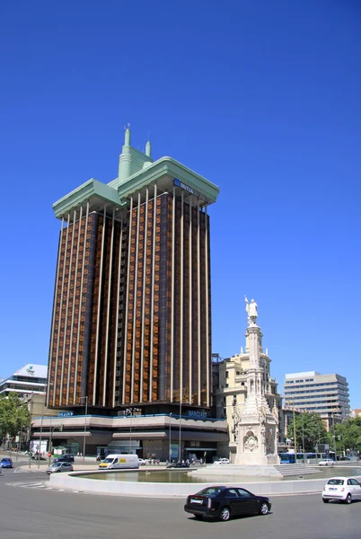 MADRID, SPAIN - AUGUST 23, 2012: Torres de Colon is a high office building of twin towers at the Plaza de Colon in Madrid