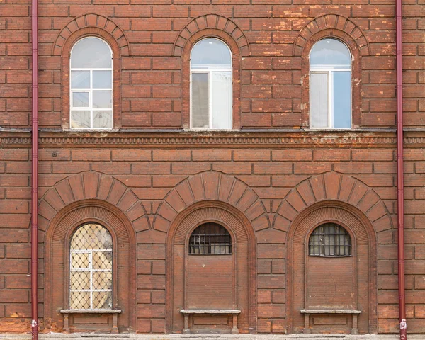 Windows on facade of St. Petersburg University Russian Interior Ministry