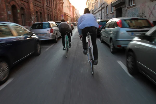 Urban city lifestyle - two cyclist