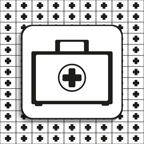 Suitcase with medications. First aid kit. Vector symbol. Black and white image on a black and white background.