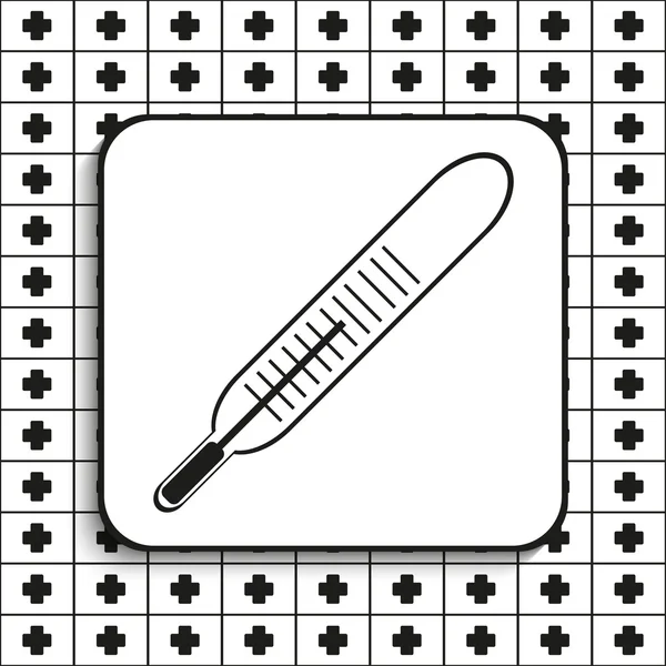 Medical thermometer. Vector symbol. Black and white view. Black and white image on a black and white background.