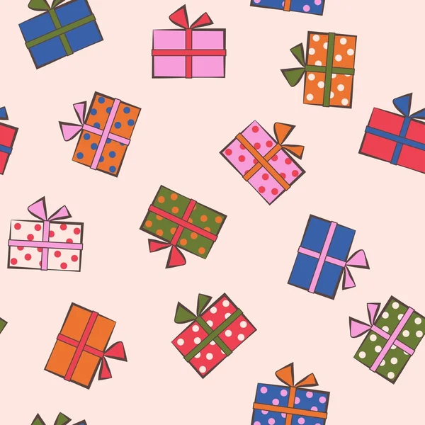 Seamless festive pattern with gifts. Birthday, holiday. Vector i