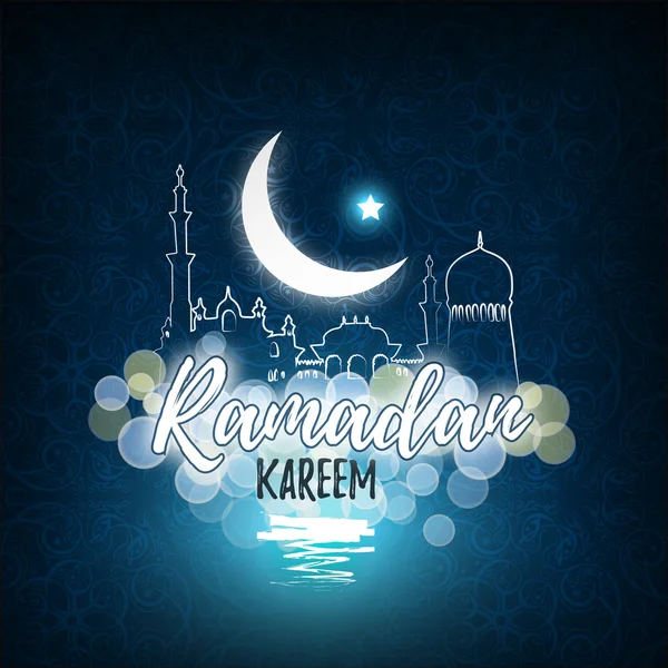 Greeting card for Islamic holy month of prayers, Ramadan Kareem celebrations.