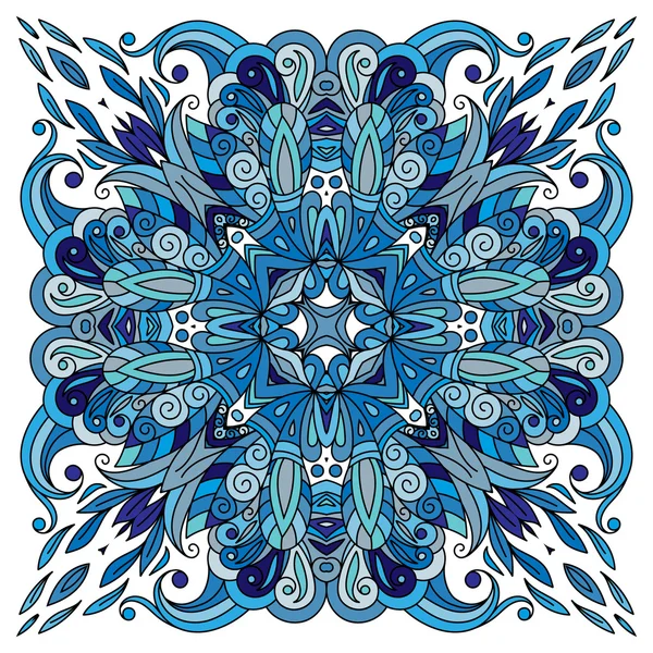 Ornamental doodle floral pattern, design for pocket square, textile, silk shawl, pillow, scarf.