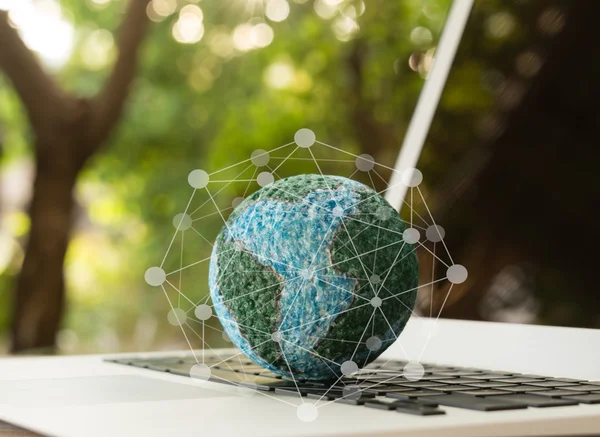 Technology, globe  with digital social media network
