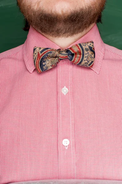Colorful bow-tie with pink shirt
