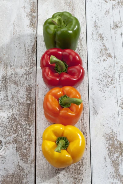 Bell peppers in row