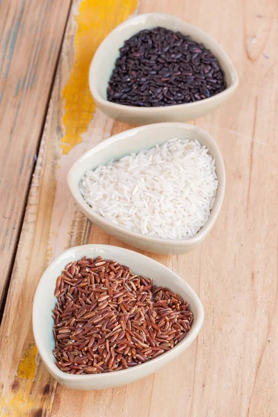 Red, black and white rice