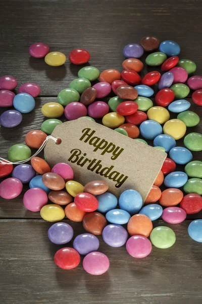 Smarties on wood, Happy Birthday