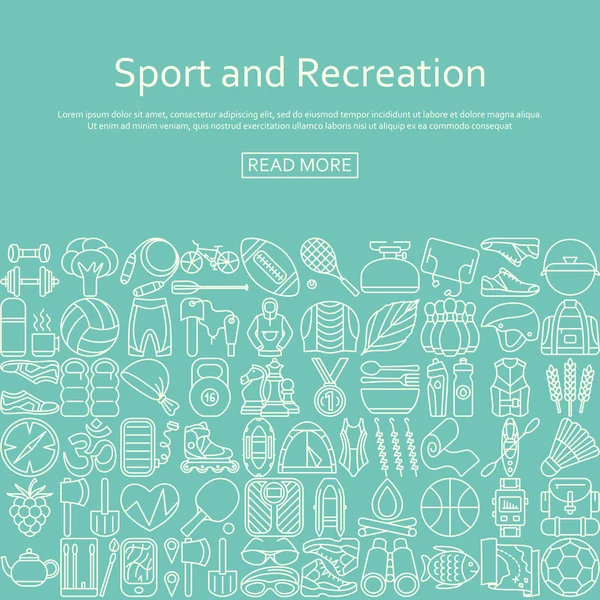 Sport and recreation concept made of outlined icons. Vector illustration.