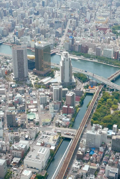 Japan Tokyo cityscape building, road aerial view