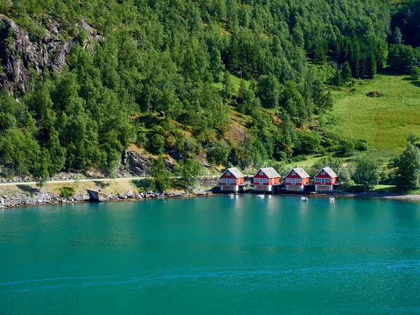 Wooden Houses in the nature in Norwegian