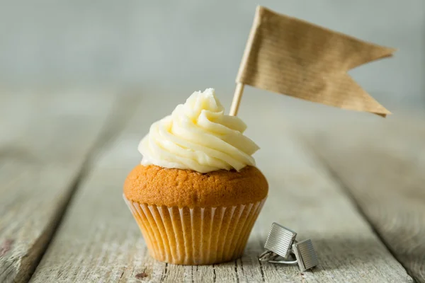 Fathers day concept - cupcake, tie, present