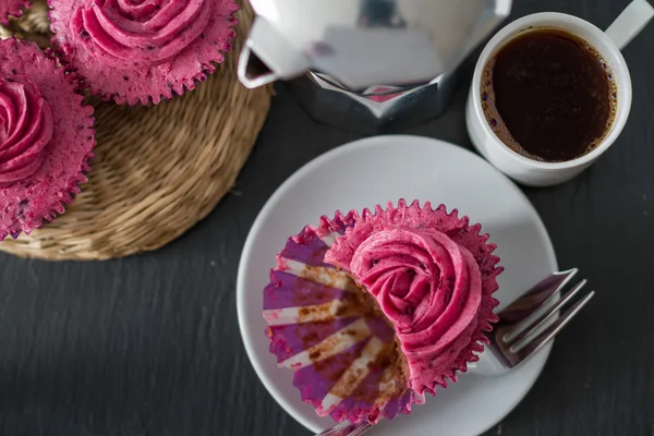 Chocolate and blackcurrant buttercream cupcakes