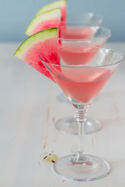 Champagne cocktails with watermelon slice