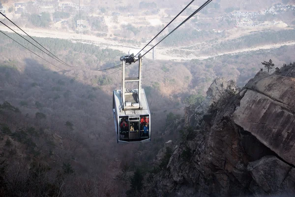 Cable car ride up to the mountains.