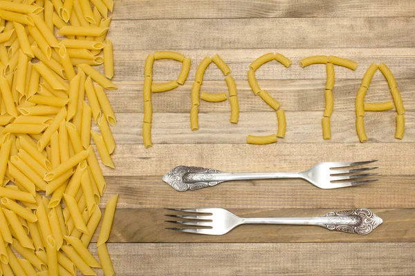 Pasta text made of raw pasta