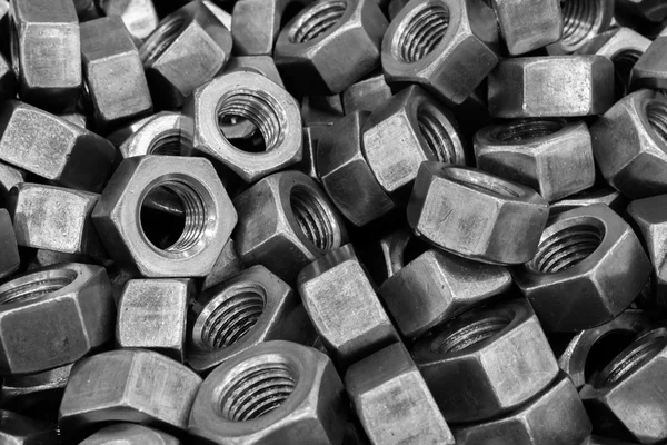 Metal bolt, nut and screw for industrial background