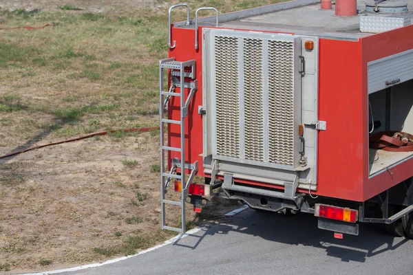 Rear view of red fire truck