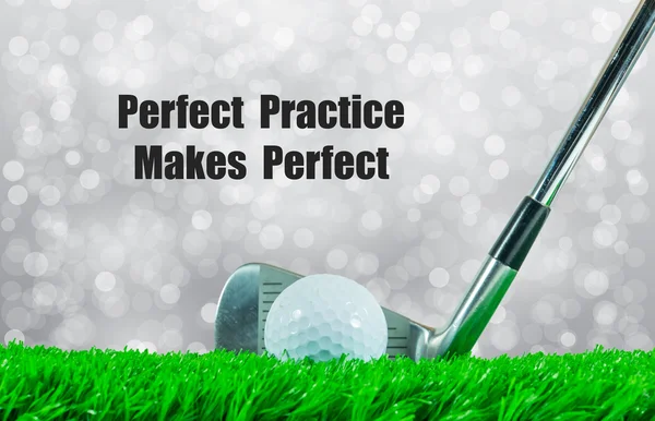 Golf ball and iron club and quote