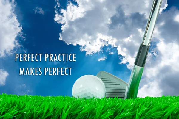 Golf ball and iron club and quote