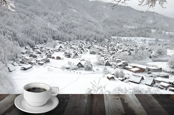 Coffee and winter snow