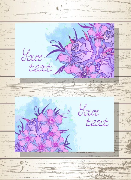 Vector set of templates invitations or greeting cards with hand hand drawn flowers, roses.