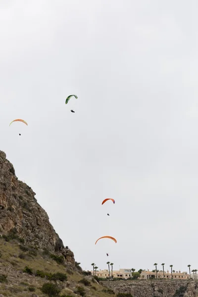 People doing paragliding