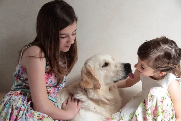 Girls with their dog