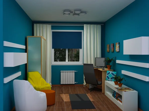 Small, cozy, colorful room