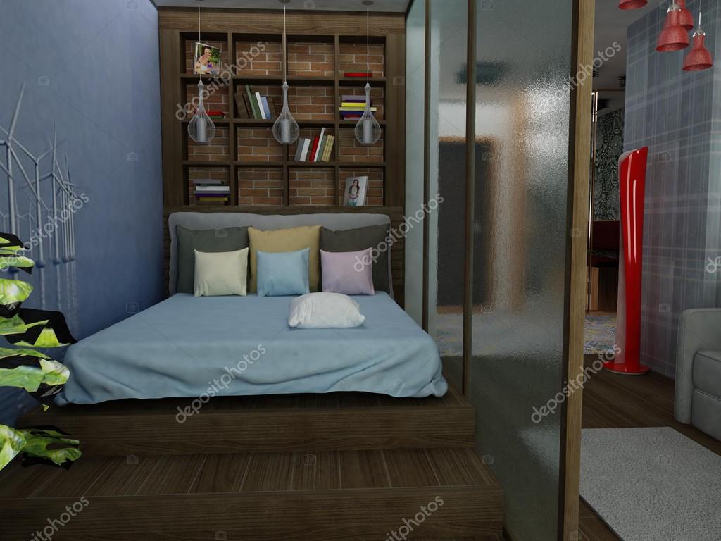 Moderne kleine slaapkamer — stockfoto © lisunova #81656794