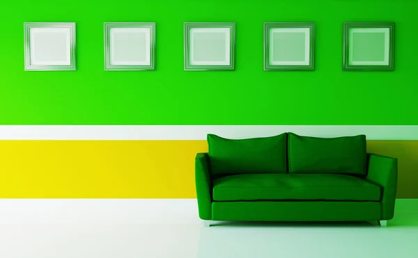Orange-green interior in a modern style.