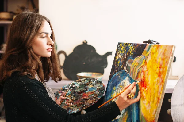 The creative process of creating abstract painting
