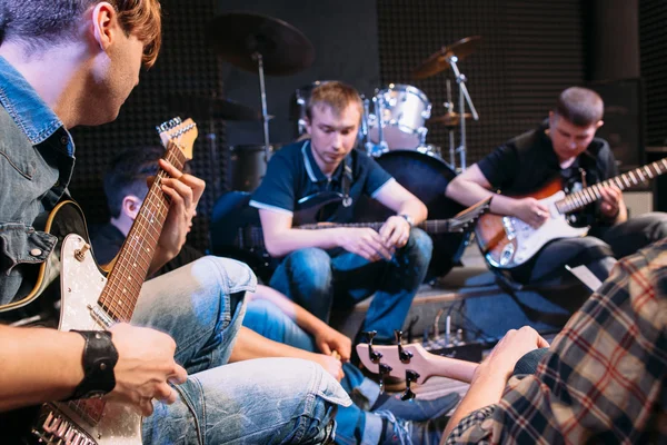 Band rehearsal before a live performance