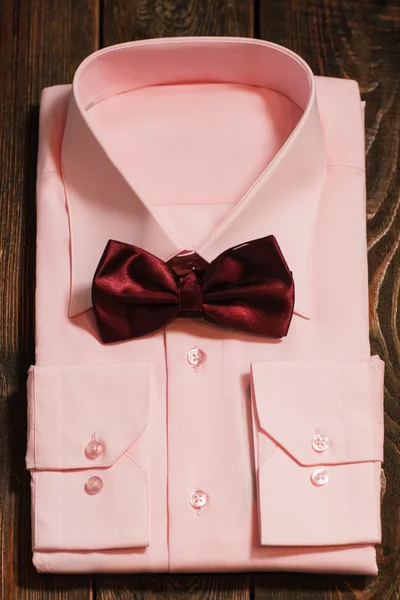 New bright pink men's shirt with  Marsala bowtie