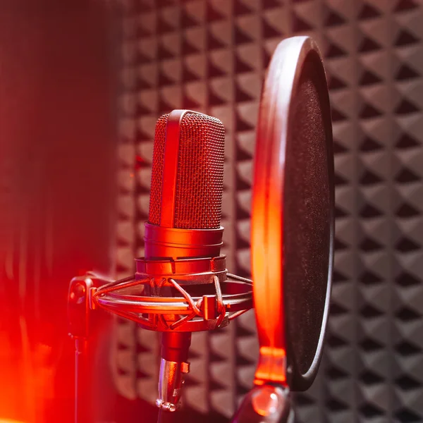 Studio microphone with red on air light