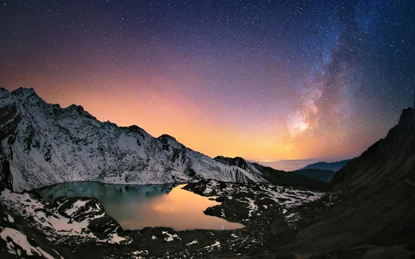 Milky Way galaxy over Gosaikunda lake