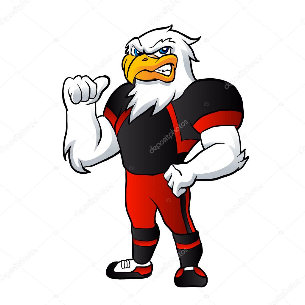 Cartoon hawk.football player.hawk illustration . — Stock Vector