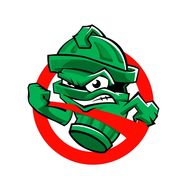 Cartoon Green trash can.Mascot trash can,Junkbuster