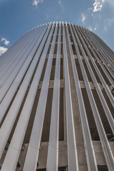 Metal profile siding wall of concrete building