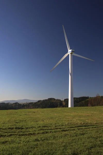 Wind power in nature on green meadow