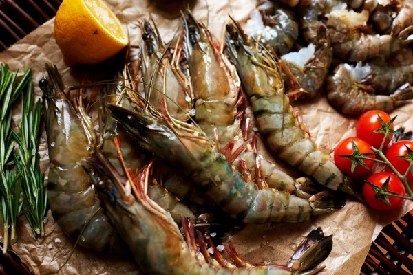 Set of fresh shrimp