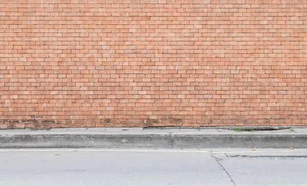 Closeup surface of brick pattern at old brown brick wall with street floor textured background