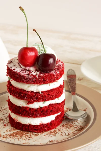 Red cake with cherry