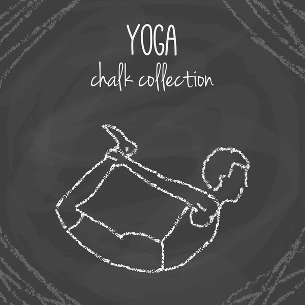 Vector yoga poses. Chalk illustrations on blackboard. International yoga day.